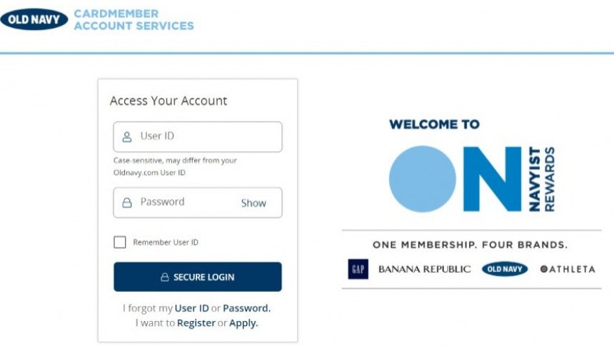 old navy credit card login