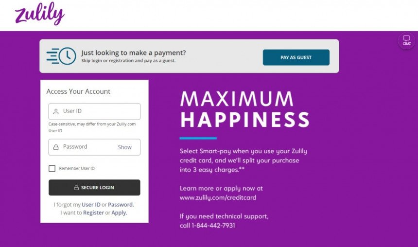 Zulily Credit Card Login Method