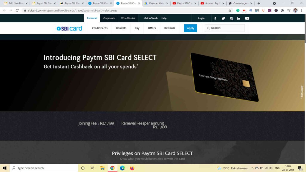 Paytm SBI Card SELECT